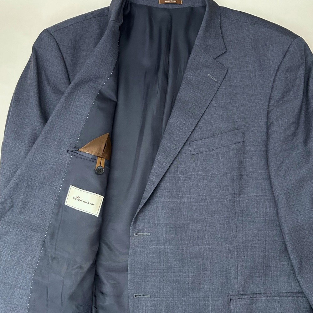 Peter Millar Sport Coat Mens 48R Blue Plaid Wool Two Button Blazer Jacket Canada